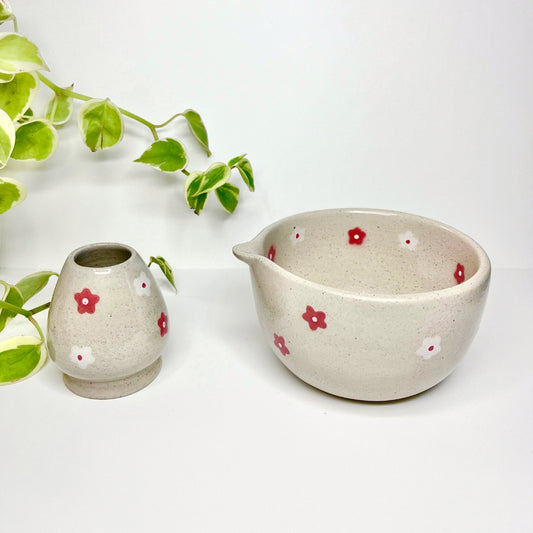Sakura Set - Ceramic Matcha Bowl & Chasen Holder