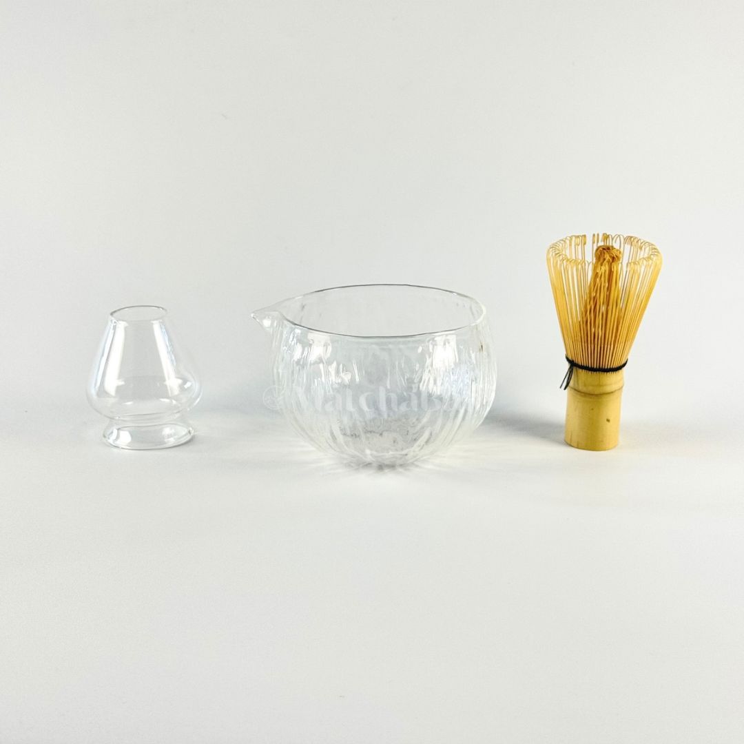Uluwatu Set – Textured Glass Matcha Bowl & Chasen Holder