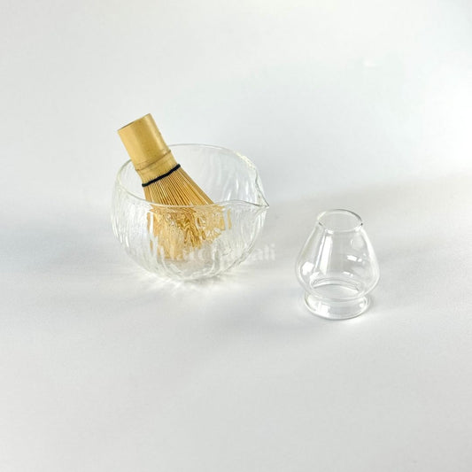 Uluwatu Set – Textured Glass Matcha Bowl & Chasen Holder