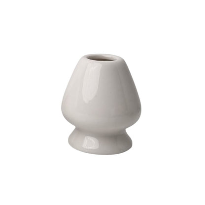 White Gianyar Set - Ceramic Matcha Bowl with Spout & Chasen Holder