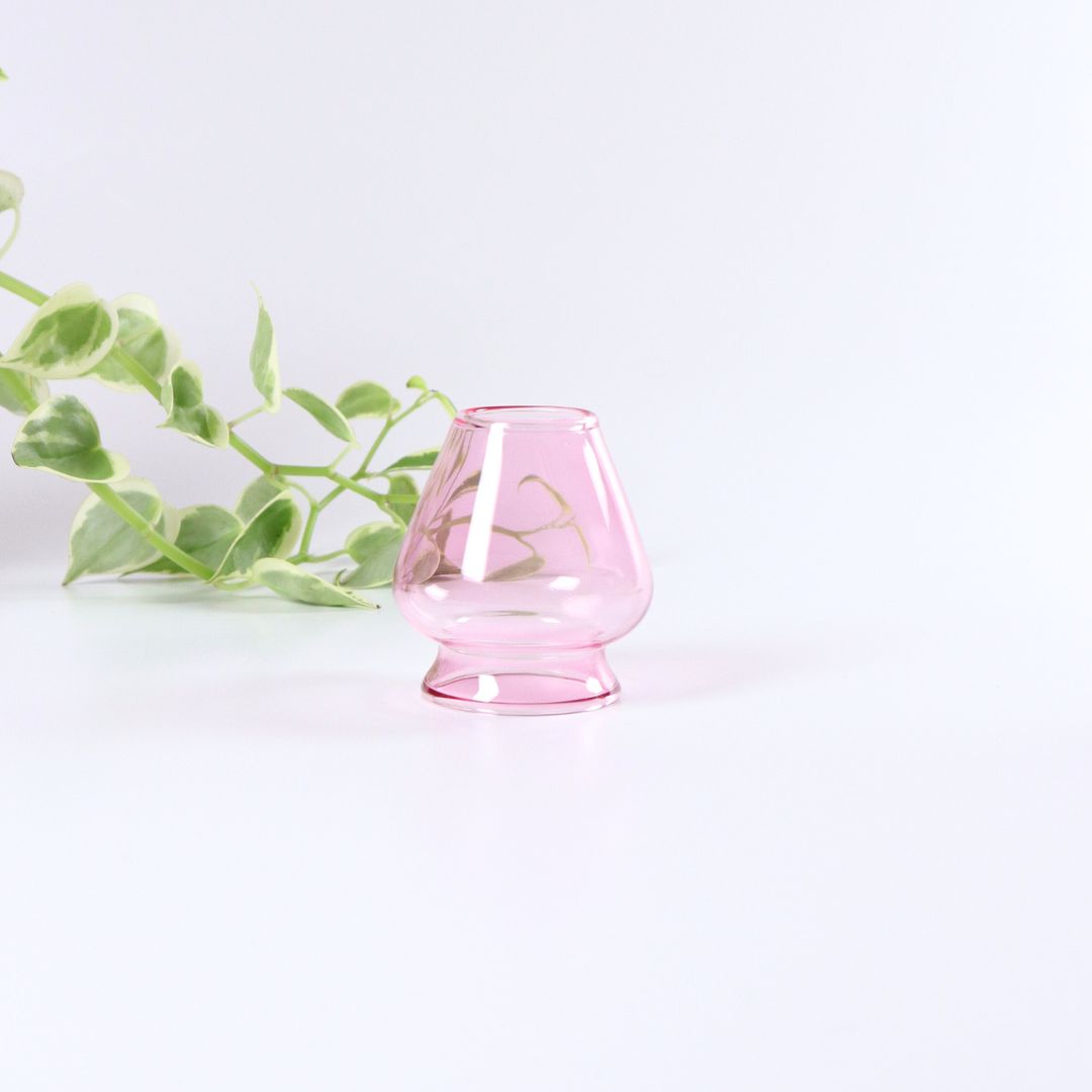 Lovina Pink Glass Matcha Bowl Set by Matcha Bali - Matcha Bowl & Chasen Holder