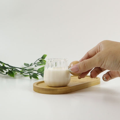 Aesthetic Glass Measuring with Spout - Wooden Ball Handle