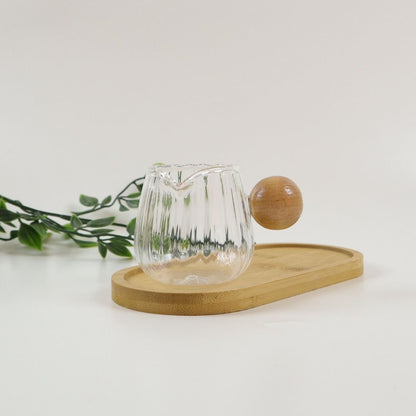 Aesthetic Glass Measuring with Spout - Wooden Ball Handle