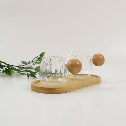 Aesthetic Glass Measuring with Spout - Wooden Ball Handle