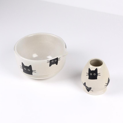Momochan Set – Ceramic Bowl & Chasen Holder